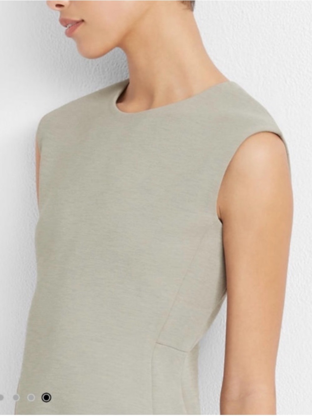 Club Monaco Sleeveless Mini Dress Khaki Olive Crewneck Mod A-Line Shift - Picture 2 of 12